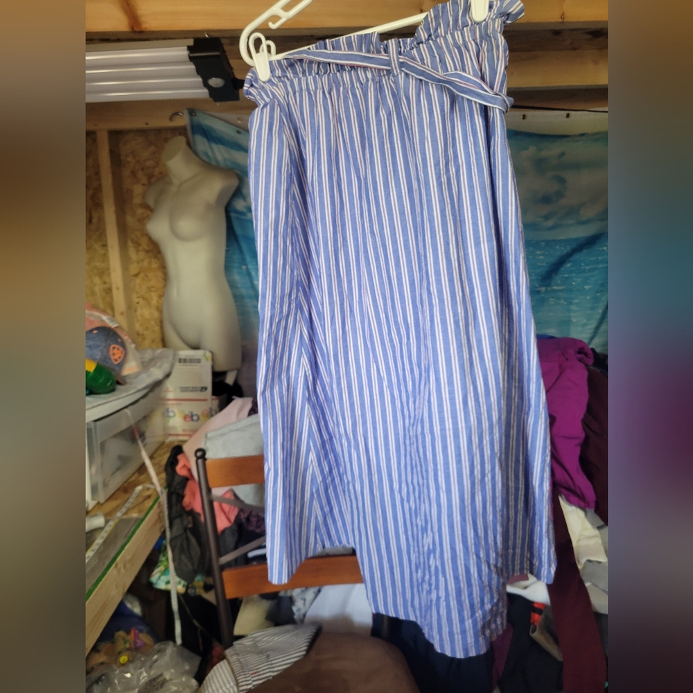 Maeve Anthropologie NWOT‎ Paper Bag Waist Midi Skirt Striped Size Small - Picture 2 of 4